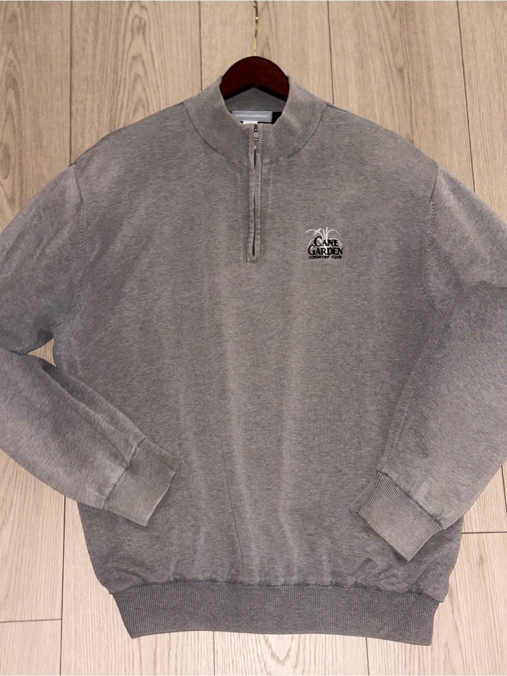 Cutter & Buck Mens Large Gray quarter-zip mock neck pullover Cane Garden Country